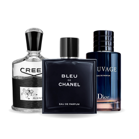 PACK DE 3 PERFUMES: CREED AVENTUS, BLEU DE CHANEL, DIOR SAUVAGE – 100ML          Perguntar ao ChatGPT